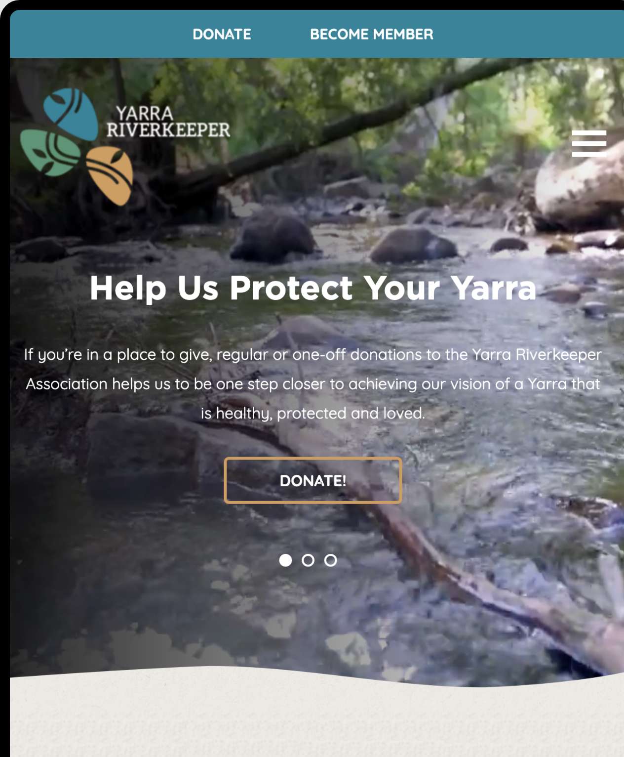 Yarra Riverkeeper Website (Tablet)